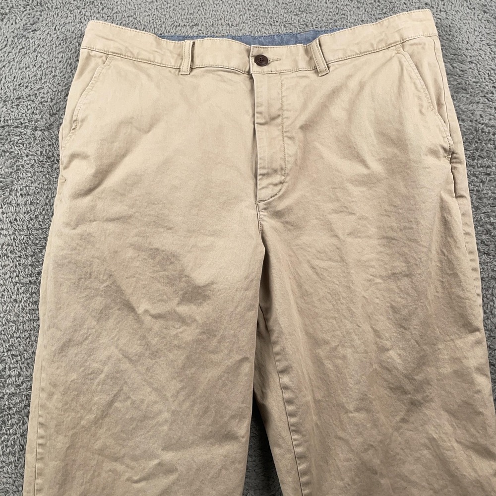 LL Bean Pants Mens 35x29 Khaki Chino Lakewashed Natural Fit Stretch Straight